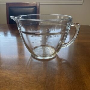 VTG Anchor Hocking Fire King Glass Mixing Batter Bowl 8 Cup 2 Qt Pour Spout